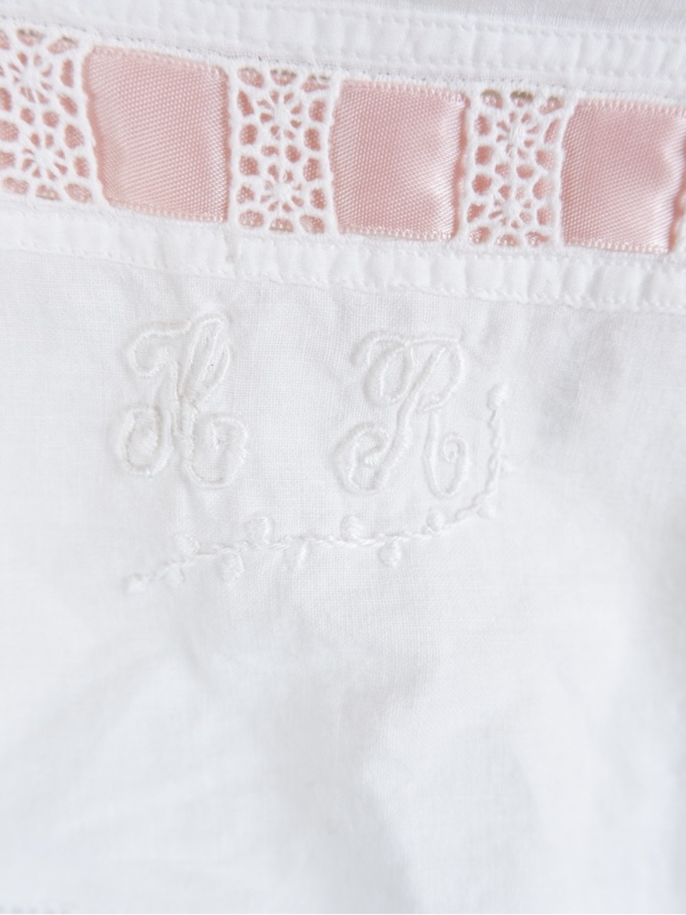 Vintage Monogrammed Cotton Button Up White Eyelet Corset Cover Top - Picture 3 of 4